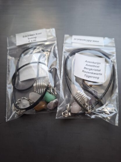 Maak je eigen mini edelsteen Kooi ketting Kit : ca. 1,5 cm kooi hanger en 5 mini edelsteentjes - Afbeelding 2