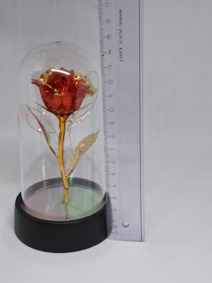 Rode roos met LED lichtjes in stolp Acryl - Afbeelding 2