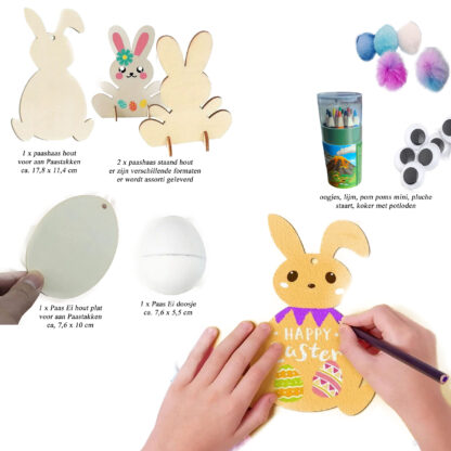 DiY pakket voor thuis – PAAS workshop – Pasen - Haasjes/paasei – Knutselpakket voor kinderen
